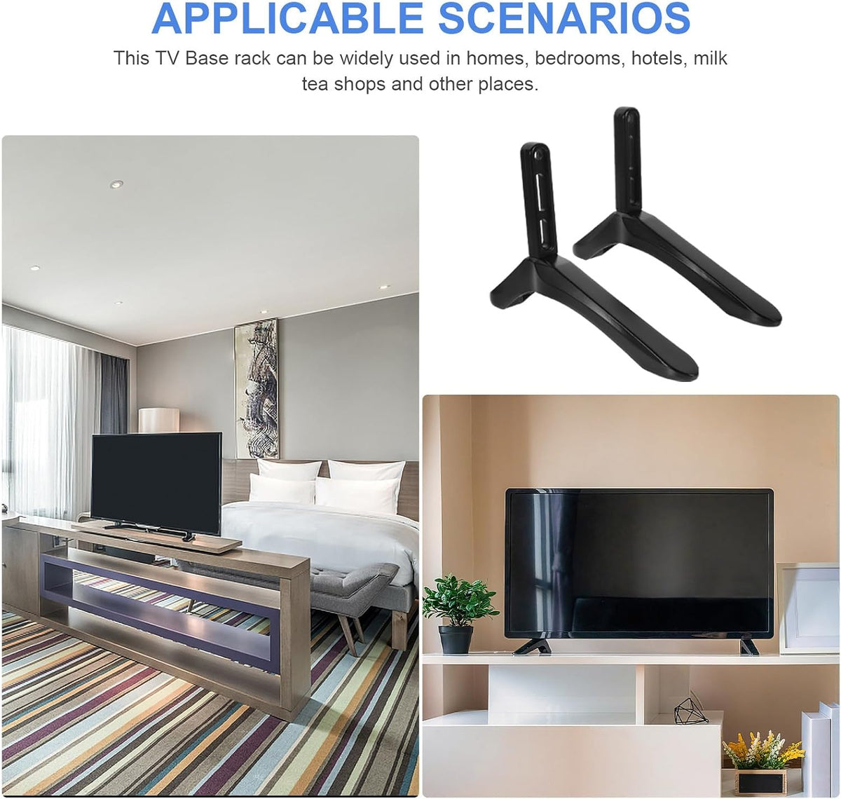 Healeved Black TV Stand Base Mount Bracket - Sturdy Support for Living Room & Bedroom