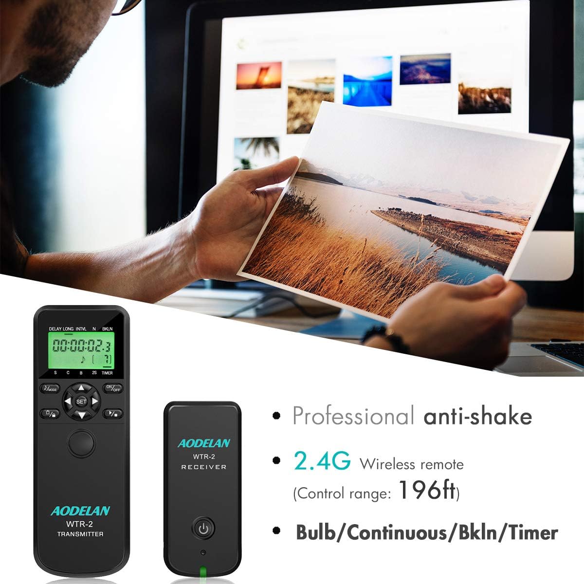 AODELAN Camera Intervalometer Wireless Shutter Release Timer Remote Control for Sony a6400, a7III, a9, a77, a99, A7, A7 II, A7R IV, A7R II,A7RIII, a77II, a6500, a6300; Replace RM-L1AM and RM-SPR1