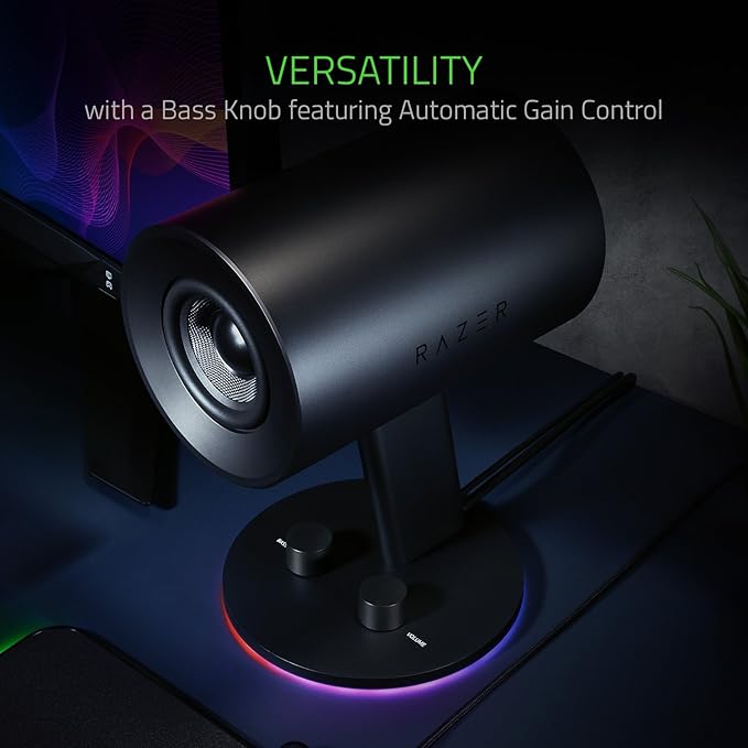 Razer Nommo Chroma - Computer Speakers Rear Bass Ports for Full Range Gaming & Sound Immersion - Custom Woven Glass Fiber 3in Drivers (Renewed)
