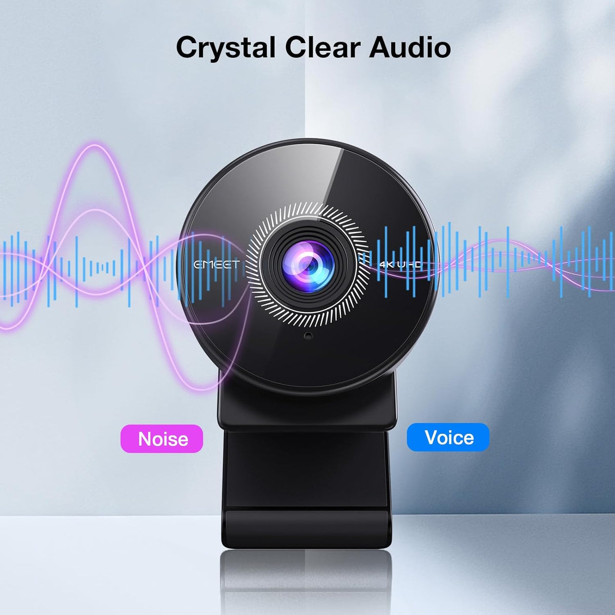 EMEET C950 4K Webcam for PC - 8 Megapixels 4K UHD, PDAF Autofocus, Noise-Canceling Mic, 70° FOV, 1080P@60FPS, Privacy Cover, USB 2.0 Plug&Play, No Tripod Hole, Ideal Webcam for Zoom/Teams/Google Meet