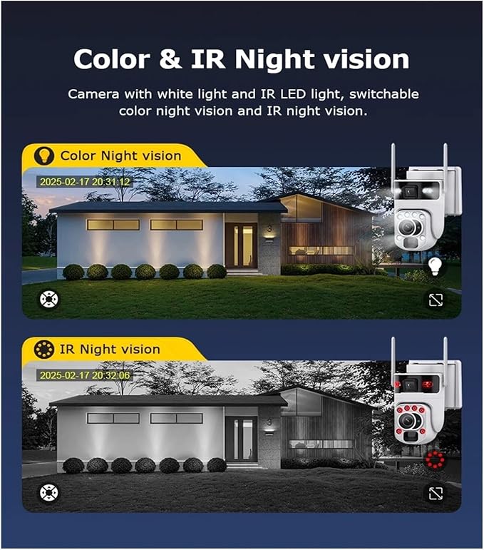 4K 60X Optical Zoom 4G Solar Camera Dual Screen Outdoor WiFi PTZ PIR Detection Human Auto Tracking CCTV Cameras(Black 60X WiFi CAM)