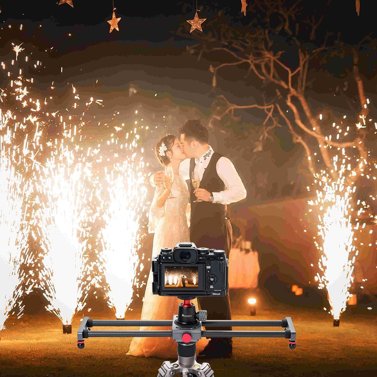 16 inches/40cm Mini Table Top Video Camera Slider Carbon Fiber Rail Rods for Smartphone iPhone Samsung DSLR Sony Canon Nikon Loading up to 11 lbs /5Kgs