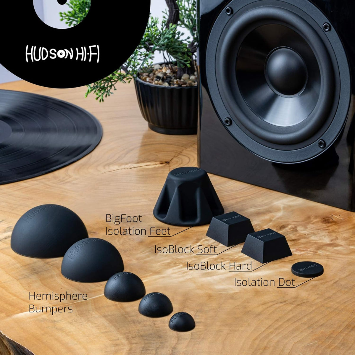 1" Platinum Silicone Speaker Isolation Pads - 8-Pack Non-Skid Speaker Pads with Adhesive, Speaker Isolation Feet for Record Player Isolation - Turntable Feet and Subwoofer Isolation Pad - 20 Duro