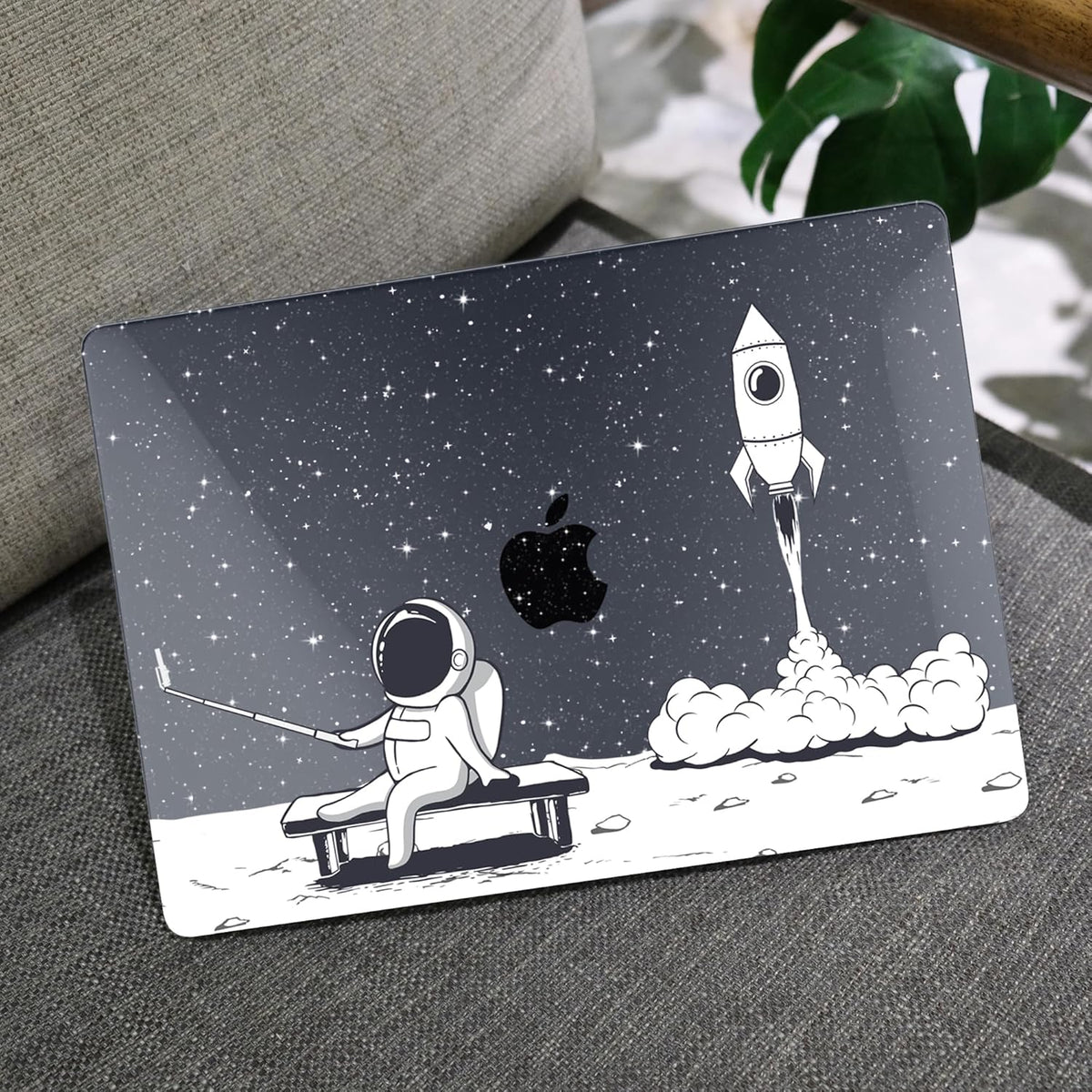 MEEgoodo MacBook Air Case 13.3 Inch - Hard Shell with Keyboard Cover & Touch ID - Astronaut Rocket Glitter