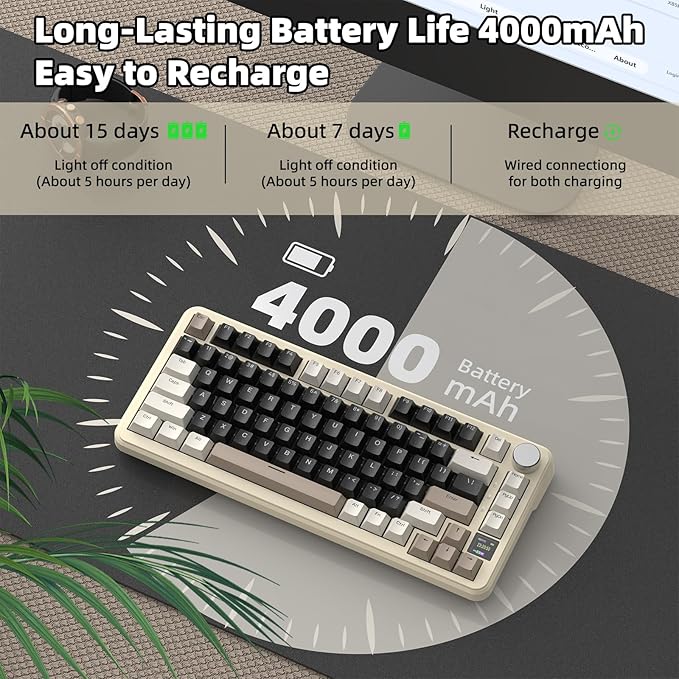 MAGIC-REFINER ATTACK SHARK X85PRO 75% Wireless Mechanical keyboardTFT Smart Display&KnobBT/2.4GHz/Wired Custom Gaming KeyboardGasketHot-SwapRGBwith Pro Cable&5 Color PBT Keycapsfor PC/M