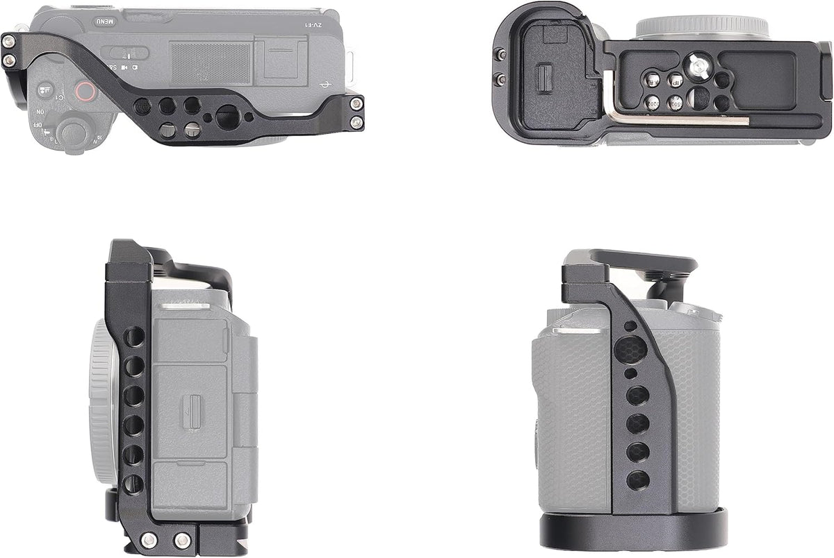 ZV-E1 Cage, Hersmay Video Stabilizer Camera Cage for Sony ZV-E1 Camera Accessories with Top Handle DSLR Rig with Cold Shoe,Handle Locating Holes,Multiple 1/4" 3/8" Screw Holes