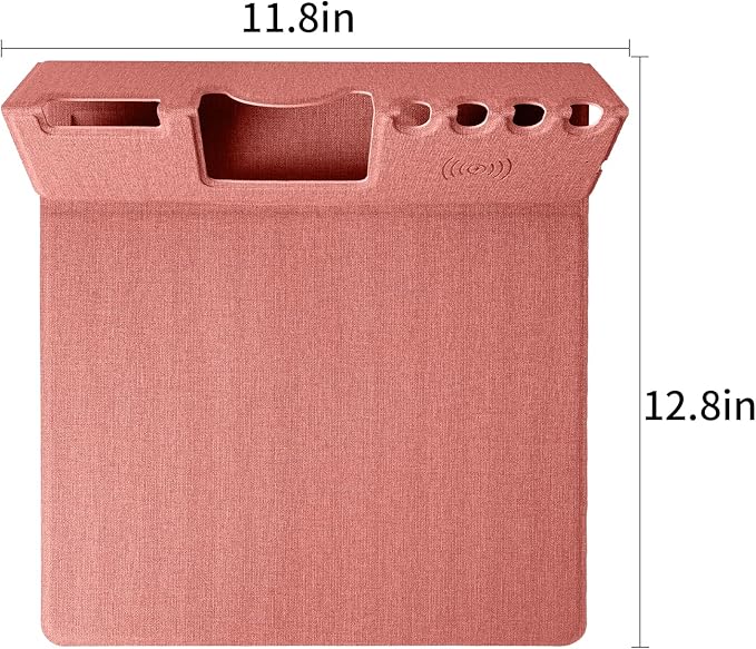 Mouse Pad with Phone Holder & Pen Holders Wireless Charging Desk Mat Mousepad Home Office Desk Pad with Ultra-Smooth Surface Non-Slip Base Waterproof Keyboard Pad Classic Pink Desk Mat