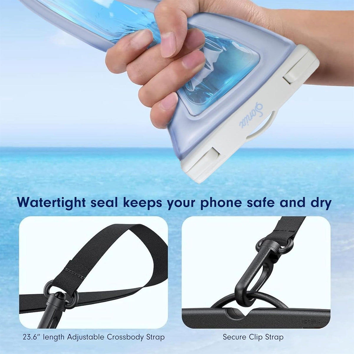 Sonix Waterproof Phone Pouch - Floating Phone Case Dry Bag w/Crossbody Lanyard - Beach Cruise Travel Essentials - Compatible w/All Devices, Touchscreen Friendly | Brown Tort