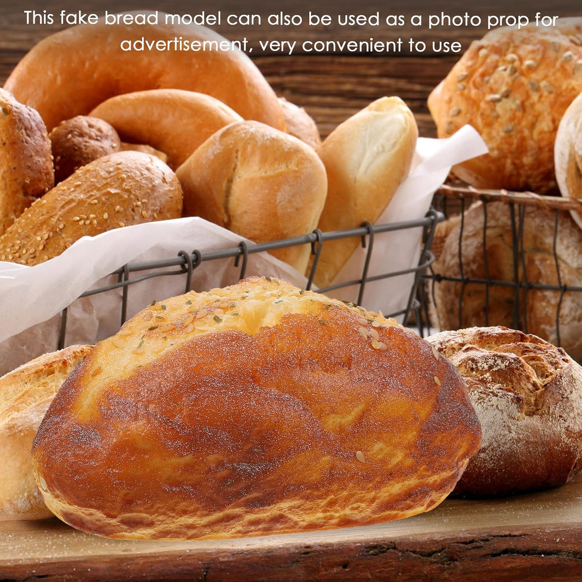 6. 1 3. 5 2. 7 Inch IMIKEYA Simulation Bread Model Faux Bread Loaf Prop, Artificial Round Bread Loaf for Home Decor