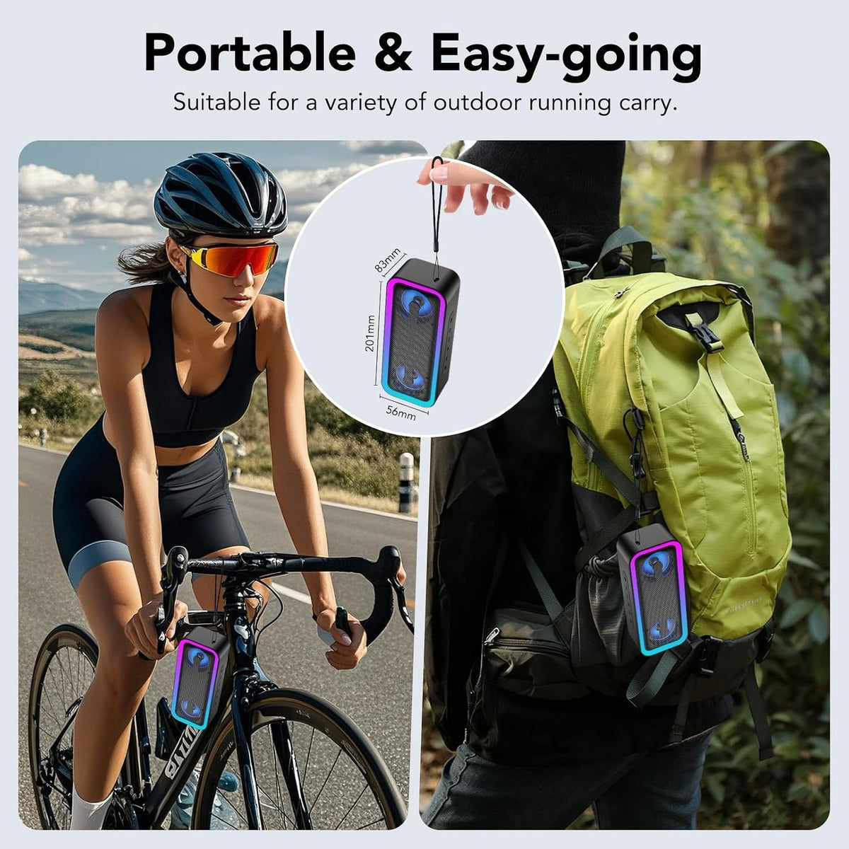 IKT 30W Bluetooth5.4, Bass,24H IPX7 Portable Bluetooth Speaker with Lights x Holidays/World Cup Stuffers, Loud Stereo