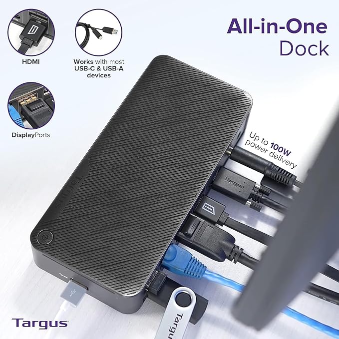 HP Targus USB-C Universal DV4K Docking Station with 100W Power Delivery with Dockztorm hub