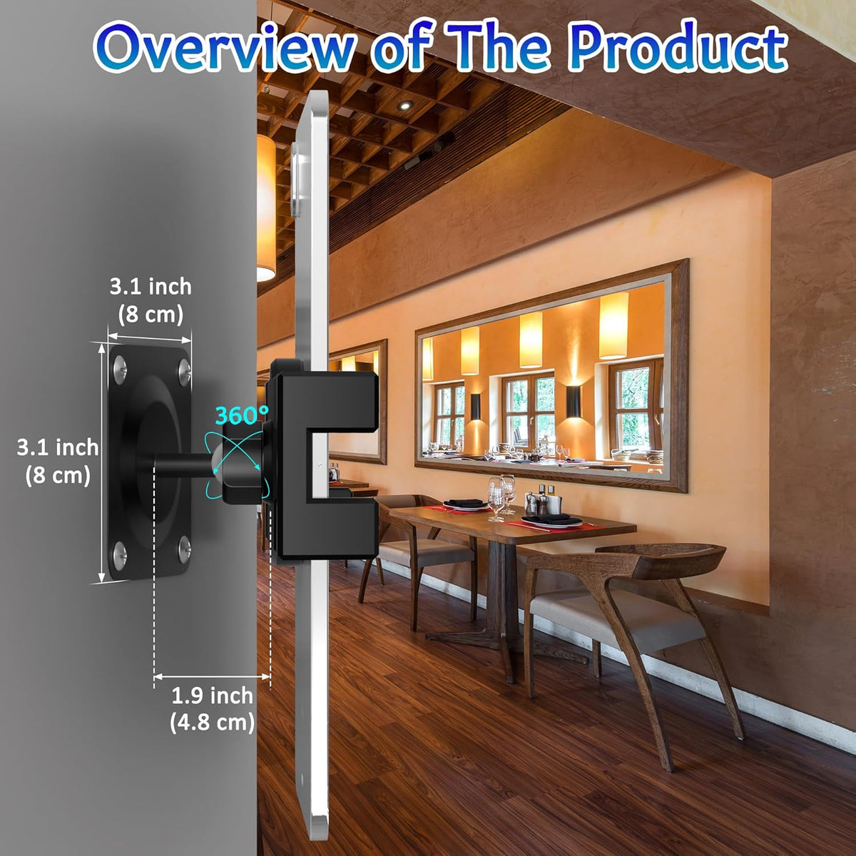 iPad Wall Mount, Universal 360° Rotating Tablet Wall Mount Holder, Phone Holder Arm Bracket, Compatible with 4.7"-12.9" Devices Including iPad Pro, Mini, Air - Ideal for Home, Office Use