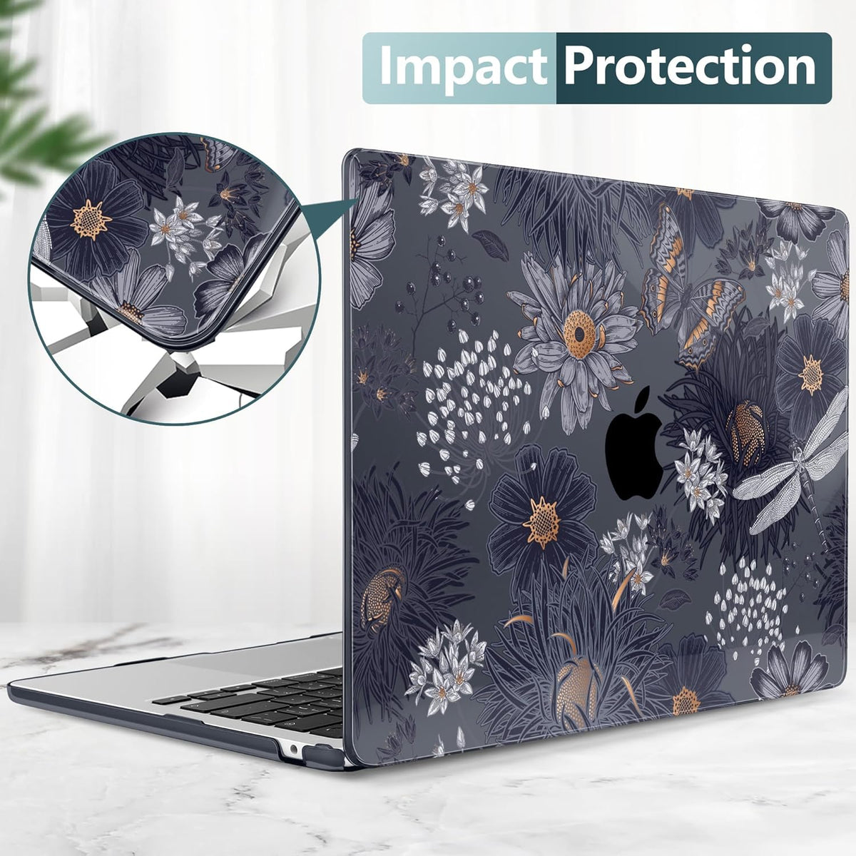 TWOLSKOO for M4 MacBook Air 13.6 inch Case 2025-2022 Release M4 A3240 M3 A3113 M2 A2681, Plastic Hard Shell & Screen Protector & Keyboard Cover & Trackpad Film, Wild Flower