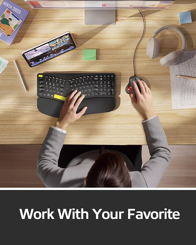 Nulea M509 Trackball Mouse Wired Ergonomic Design Easy Thumb Control Precise & Smooth Tracking 2-in-1 Interface (Type A &Type C) Compatible for PC Laptop Mac Windows(Red).
