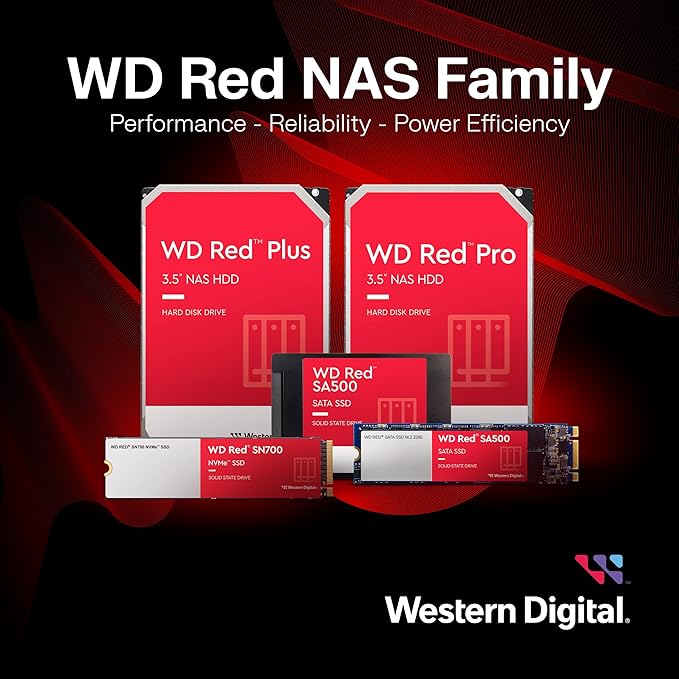 Western Digital 4TB WD Red Plus NAS Internal Hard Drive HDD - 5400 RPM SATA 6 Gb/s CMR 64 MB Cache 3.5 - WD40EFRX