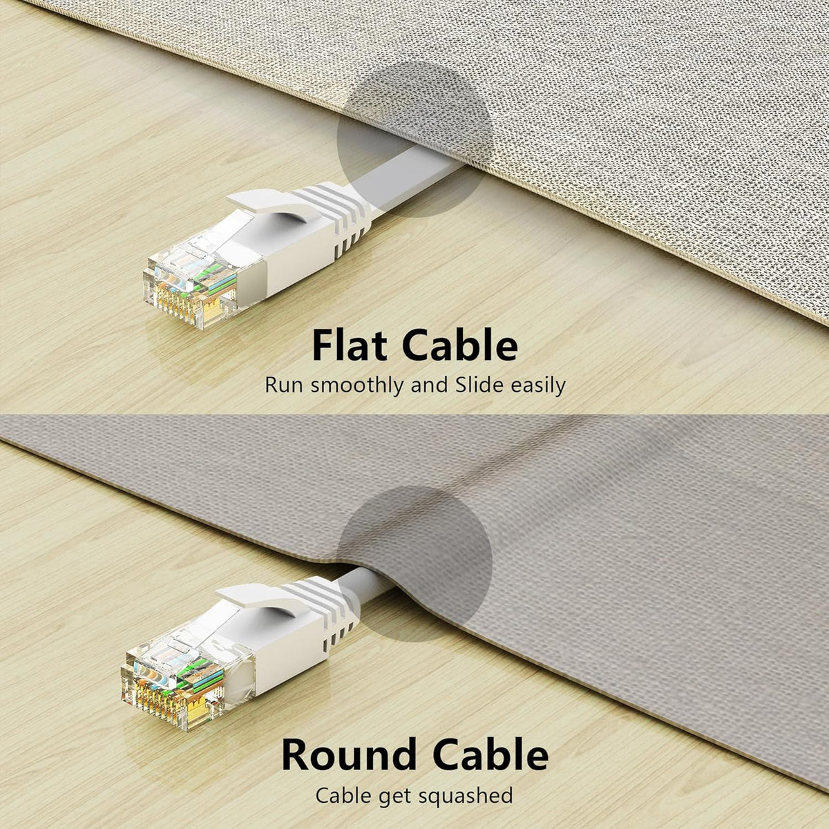 6 75 10Gbps Cat8 Cat7 RJ45 Jadaol Cat Ethernet Cable ft, Support Network, Flat LAN Patch Cable, High-Speed Wired