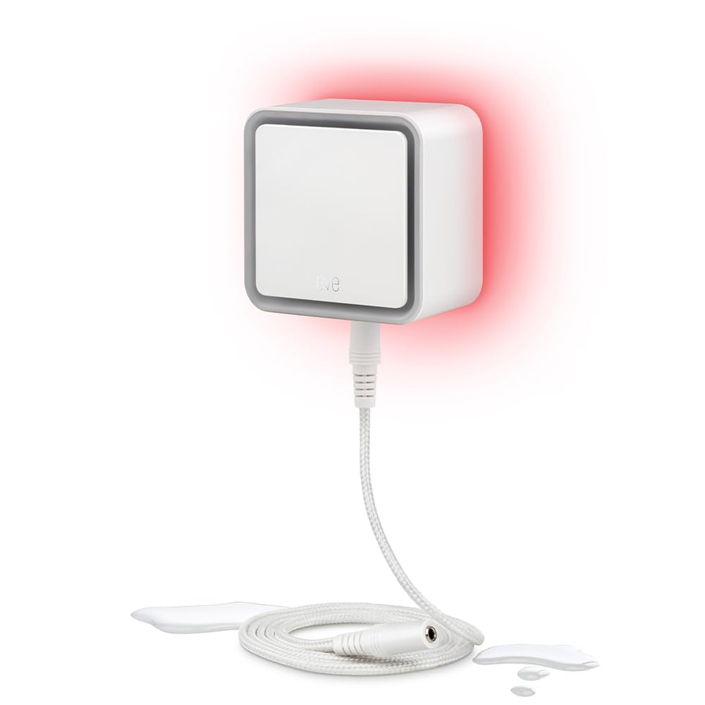 Eve Water Guard - Smart Home Water Leak Detector, 6.5 ft Sensing Cable, 100 dB Siren, (Apple HomeKit), App Notifications, Bluetooth, Thread