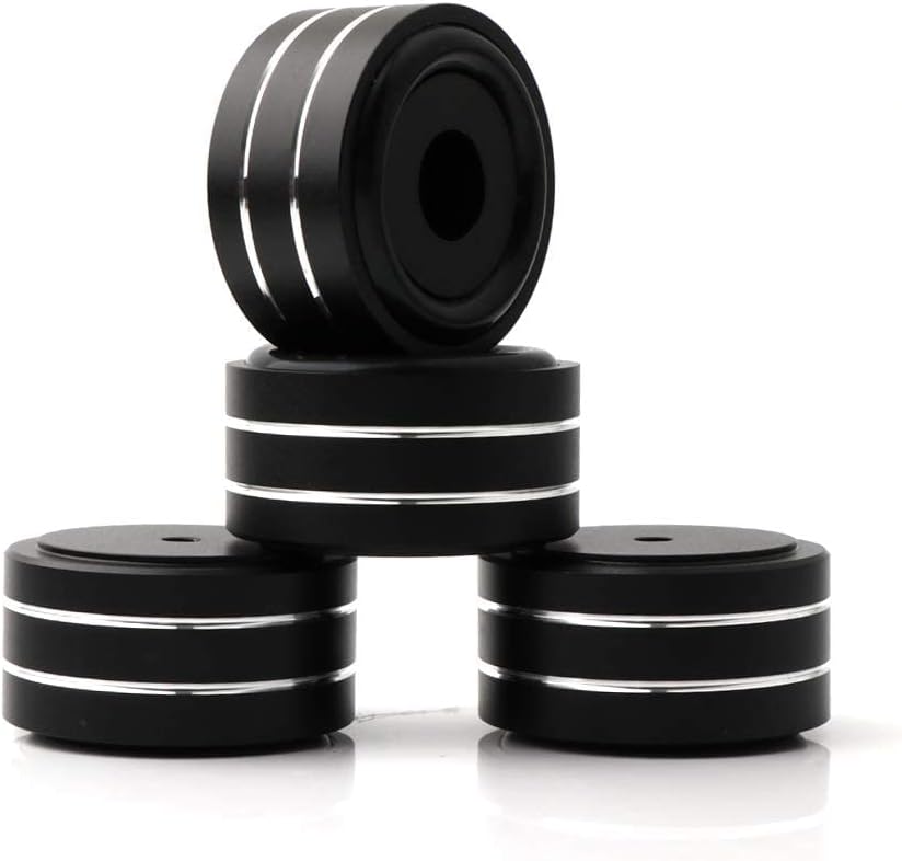 Monosaudio 4Pcs 40x20mm Speaker Isolation Feet Single-sided 3M Adhesives Speaker Spike Pads with Non-Slip Rubber Rings for Audio,Speakers, Subwoofers, Home Theater, Turntable DAC Feet Pad(Black Color)