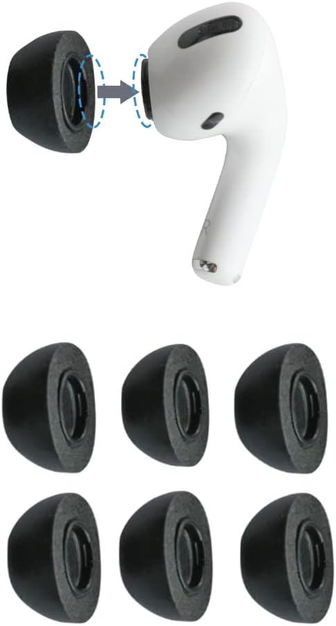 Comply Memory Foam Replacement Earbud Tips for Apple AirPods Pro 1 & 2 | Ultimate Comfort, Secure Fit, Superior Noise Isolation | Anti Slip, Prevent From Falling Out | Black, Medium (3 Pairs)