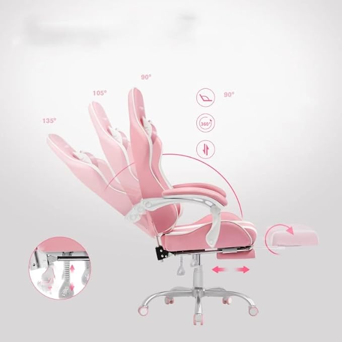 Office Chair Gaming Chair Computer Chair Office Game Chair Ergonomic Game Chair Adjustable Height Oblique Horizontal Office Chair (Color : D Size : Light Grey)