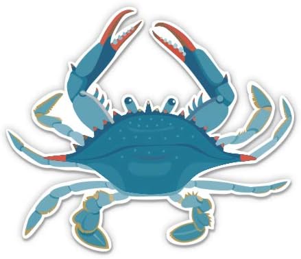 GT Graphics Express 3" Blue Crab Pretty - Vinyl Sticker - for Car Laptop I-Pad Phone Helmet Hard Hat - Waterproof Decal