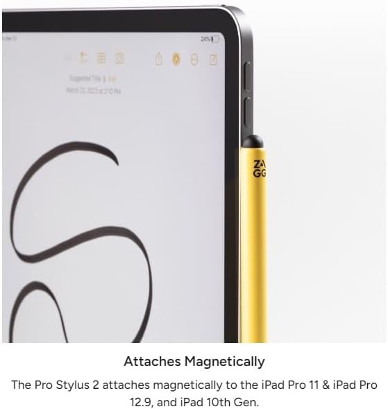ZAGG Pro Stylus 2 with Active & Capacitive Tips, Palm Rejection, Tilt Recognition, Bluetooth Pairing, Compatible w/iPad Pro 11/12.9 (3,4, & 5 Gen)/Air 10.9/iPad 10.2/9.7/Mini 5/ iPad Air (M2) - Pink