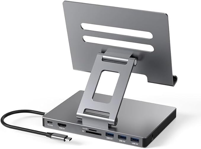 iPad Pro USB C Hub Stand Adapter for iPad Pro M5 M3 M4 13 12.9 11 Inch iPad Air Docking Station 4K 60Hz HDMI PD SD/TF Card Reader 3 USB 3.0 3.5mm Audio iPad Accessories Samsung Tablet Dock