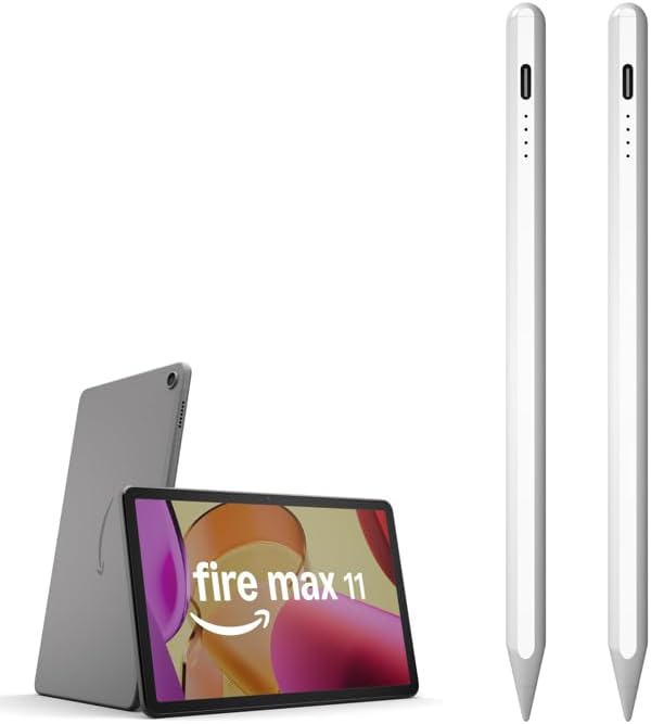 2 Pieces AMZ Fire Max 11 Pen Tablet Stylus Pen for AMZ Fire HD 10 Fire HD 8 Stylists Tablets Touch Screen Pencil (White)