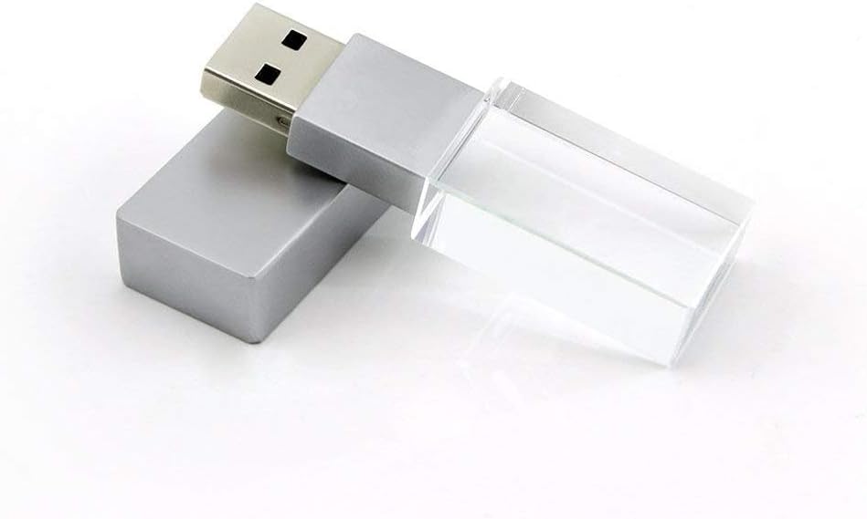 HONGPAS 3.0 (32GB) New Crystal Transparent Rectangle Genuine USB Flash Drive LED Lighting Memory Stick Birthday Wedding