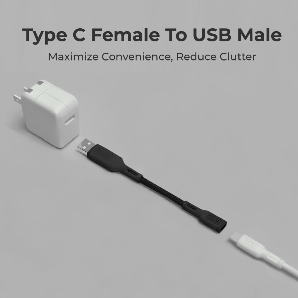 BLACK+DECKER USB C to USB Adapter [2 Pack], Type C Female to USBA Male OTG Cable USBA to USBC Adapter Apple Compatible with MacBook Pro/Air, iPhone 16/15 Series, Samsung Galaxy S24/S23/S22, Black