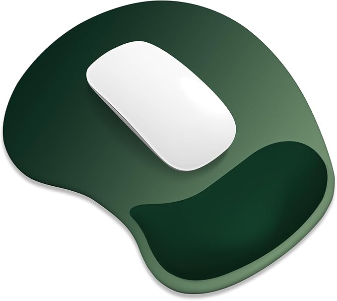 ITNRSIIET Ergonomic Mouse Pad, Cushioned Gel Wrist Rest, Non-Slip Base, Smooth Surface, Cute Multi-Color, 9.5 x 8.2 in, Deep Green Gradient