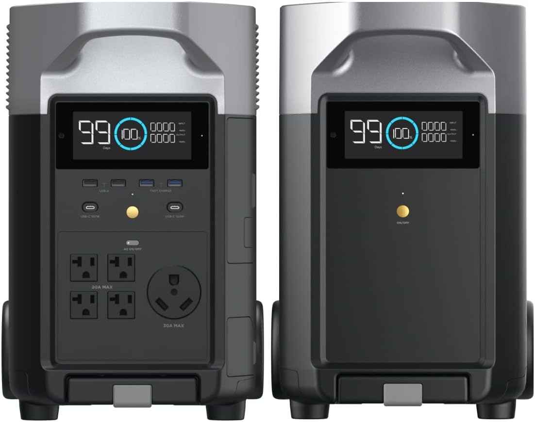 EF ECOFLOW 7.2kWh Portable Power Station: DELTA Pro with Extra Battery, 120V Lifepo4 Battery Backup with Expandable Capacity, Solar Generator for Home Use, Power Outage, Camping, RV, Emergencies