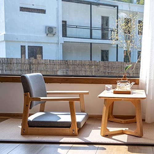 BTZHY Floor Chair Japanese Floor Chair Legless Bay Window Backrest Lazy Chair with Armrests Portable Japanese Tatami Chair Meditation Floor Solid Wood Seating Chairs