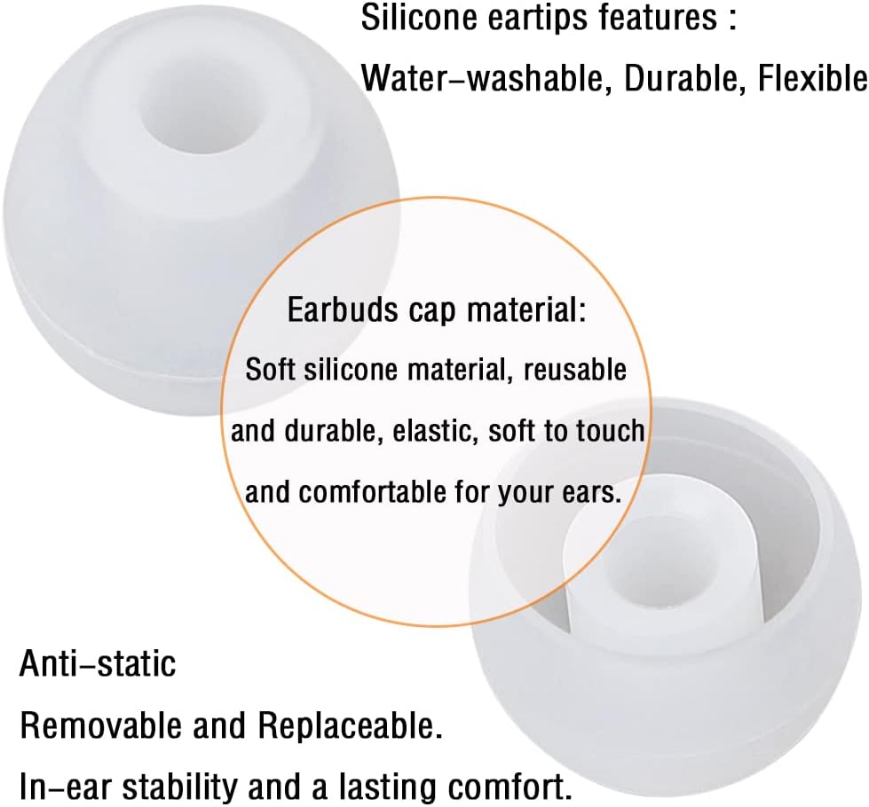 Silicone Ear Tips Replacement Earbud Tips for In-Ear Headphones (Inner Hole 3.8mm-5.5mm) 18 Pairs S M L