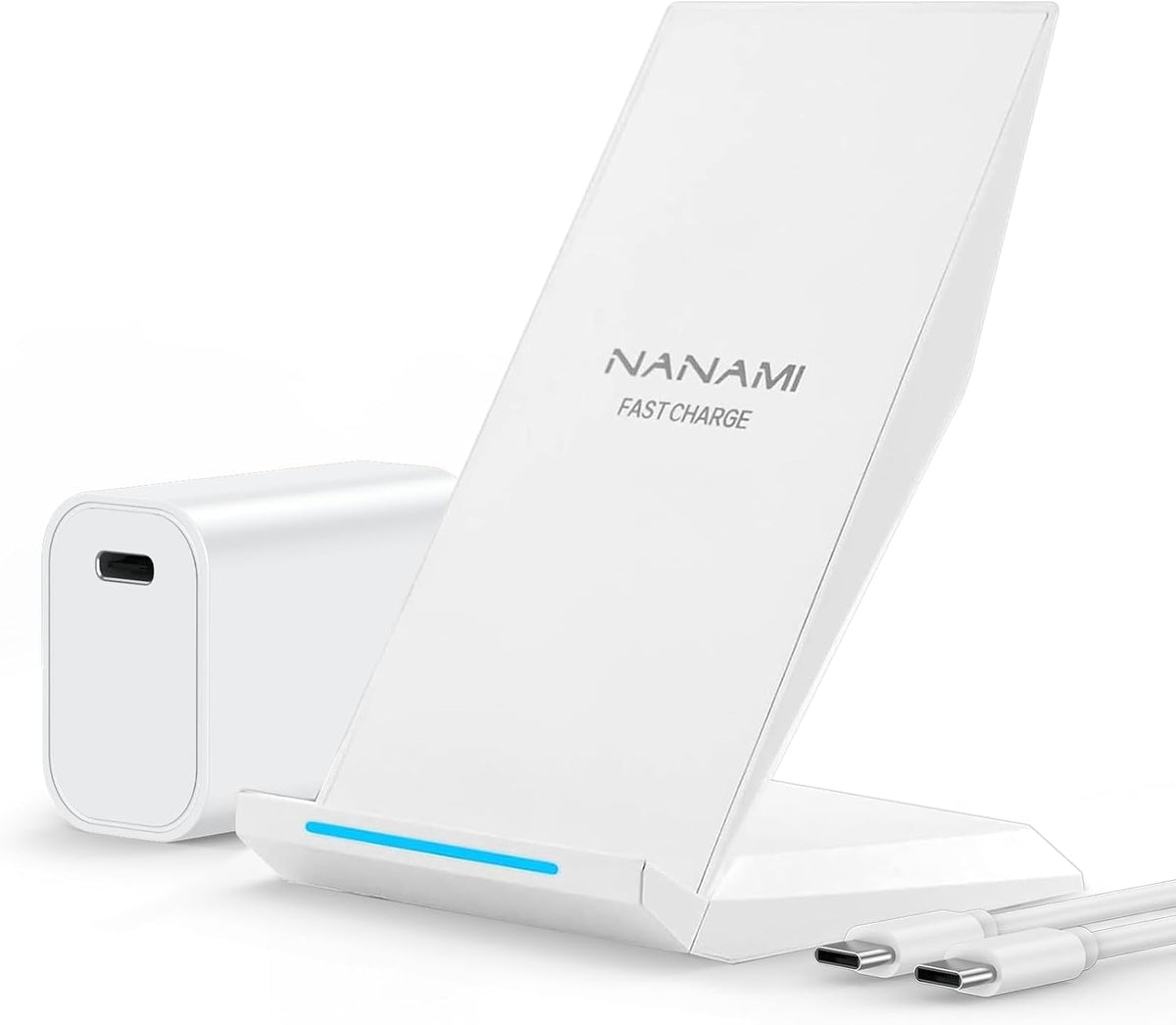 NANAMI Fast Wireless Charger, Qi Certified Charging Stand[with 20W PD Charger] 7.5W for iPhone 16/16 Plus/16 Pro/16 Pro Max/15/14/13/12,10W for Samsung Galaxy S25/S25+/S25 ultra/S24/S24 Ultra/S23/S22