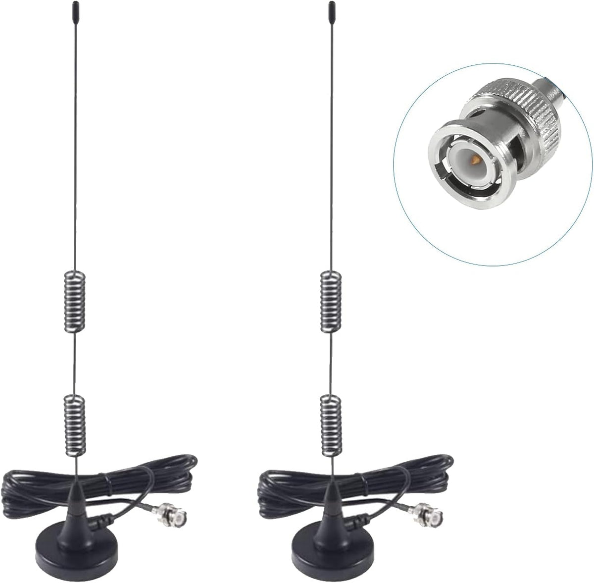 AEDIKO 2pcs 20-1300MHz Police Scanner Antenna HF VHF UHF BNC Male Antenna for Radio Shack Police Radio Scanner