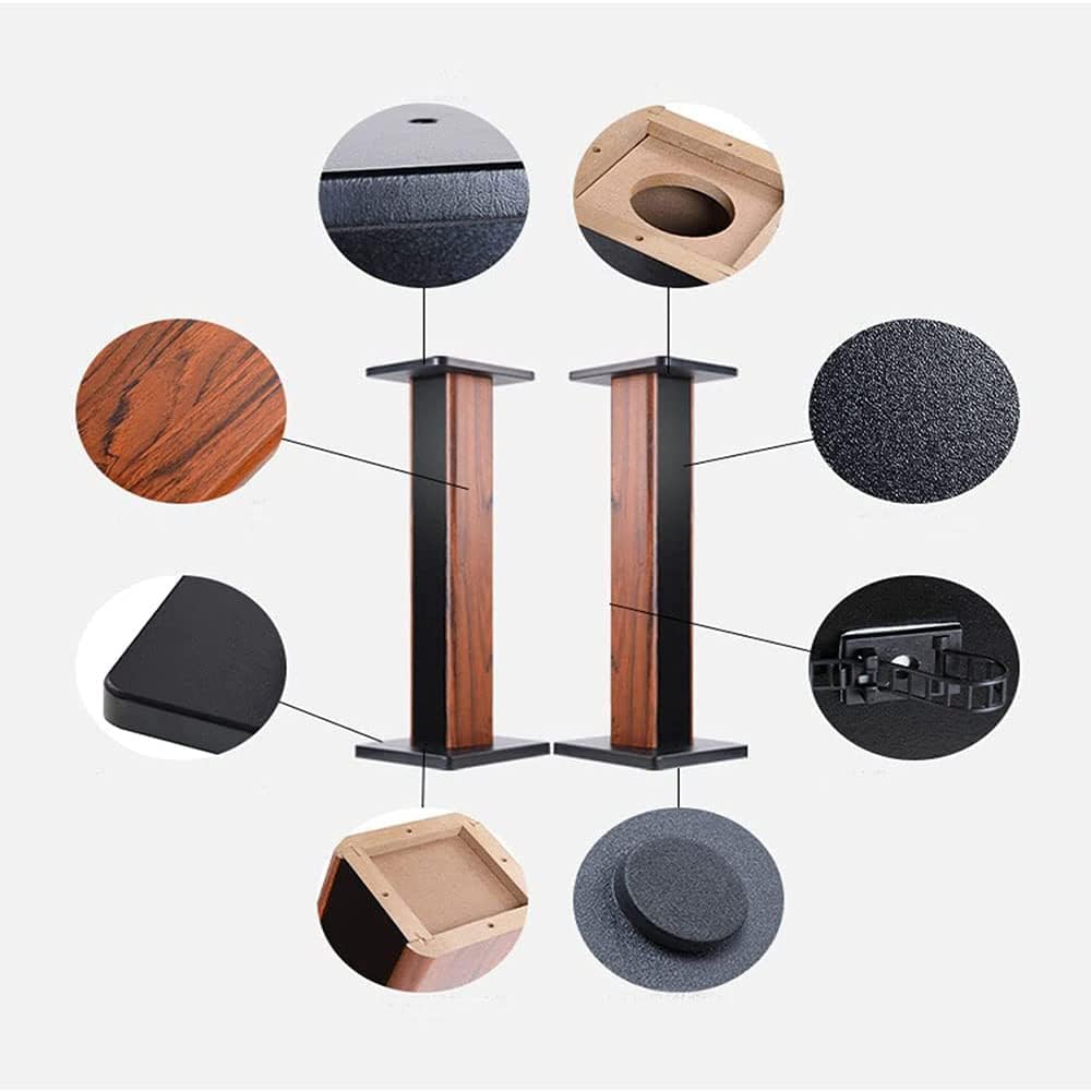 Speaker Stands Wood Grain Universal Floor Speaker Stands 24 Inch Floor Stand Mount Heavy Duty Surround Sound Speaker Stands for Home Theater with Sand Filling Tuning Function- 1 Pair