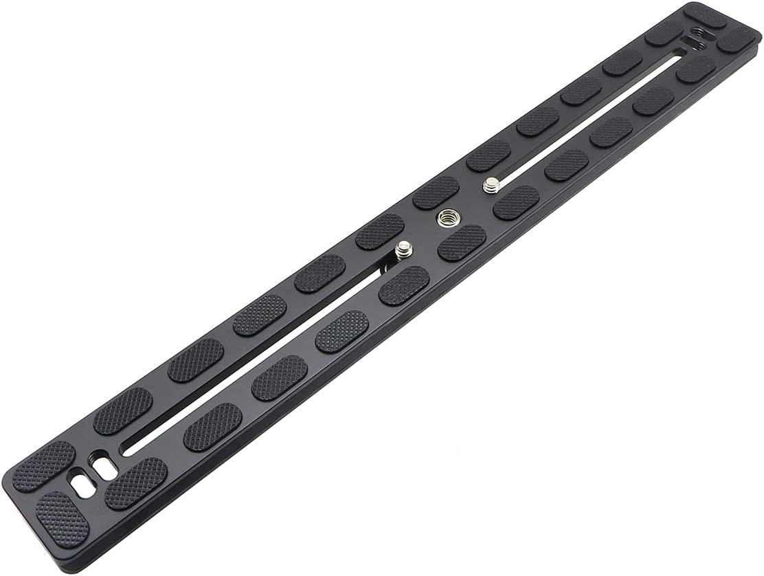 PU-350 350mm Universal Long Quick Release Plate Dual Dovetail Slide Rail with D-Ring Screw for Ball Head Tripod Mount DSLR Camera Arca Swiss Compatible