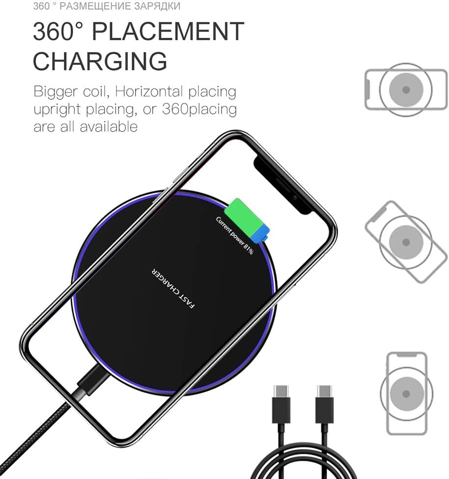 20W Fast Wireless Charger Pad,Wireless Phone Charging Station Compatible with iPhone 16 Pro/16/15/14/13/12/11/SE/X/AirPods,15W Fast Charge for Samsung Galaxy S24/S23/S22/S21/Note/Buds,Pixel,LG