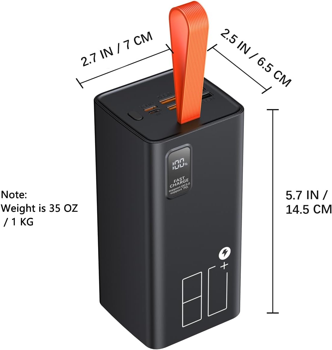 80000mAh Power Bank Fast Charging, 30W PD & QC 3.0 High Capacity Portable Charger, 5 Output 2 Input USB-C Large Battery Pack with LED Display for Phone Tablet Outdoor Camping Travel Office