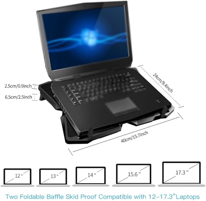Laptop Cooler Cooling Pad Gaming Cooler Bracket with Four Fans and 2 USB for 14-17 Laptops (Color : A Size : 40 * 24 * 6.5cm)