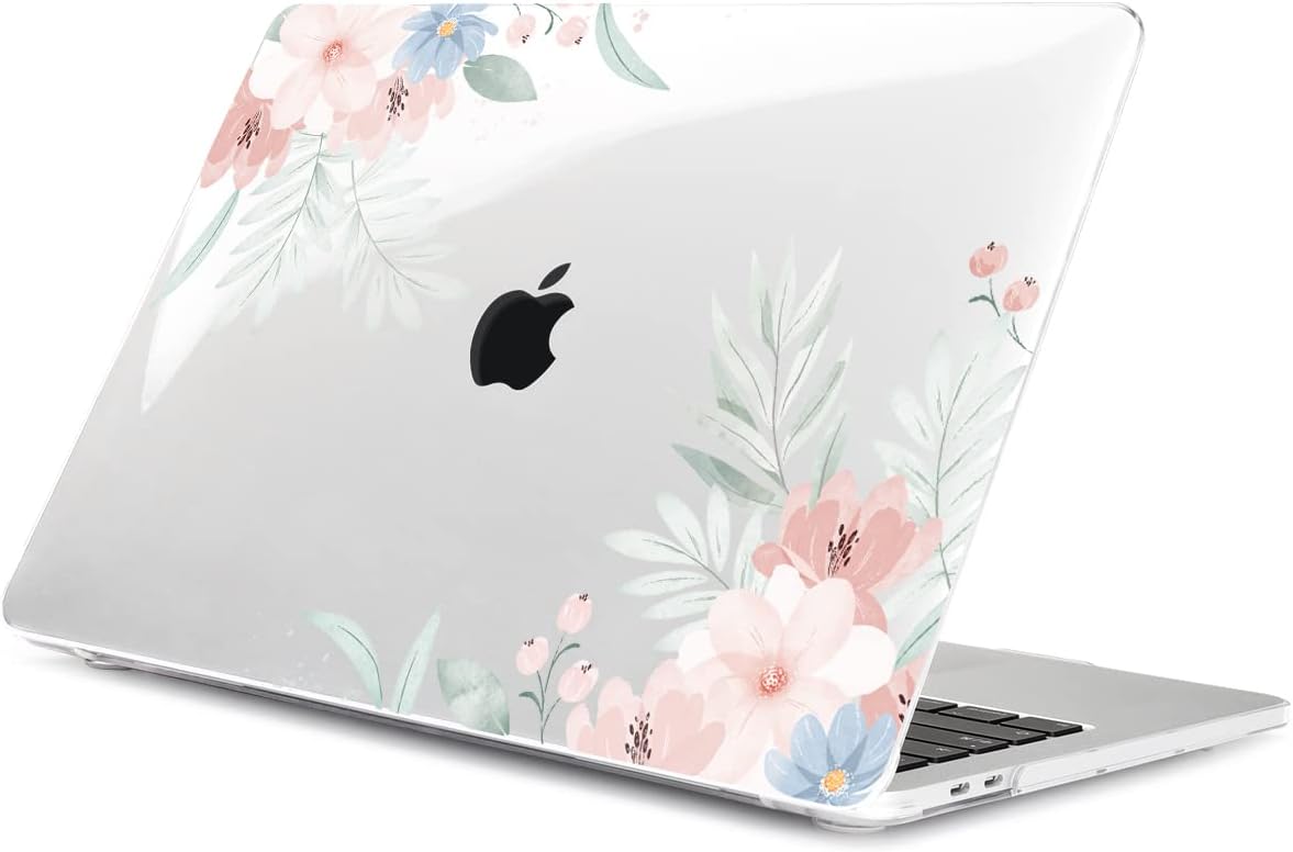 Batianda Design Case for M1 MacBook Air 13 Inch Model A2337 A2179 A1932 2021 2020 2019 Release,3D Painted Hard Shell with Keyboard Cover & Screen Protector, Cute Flower