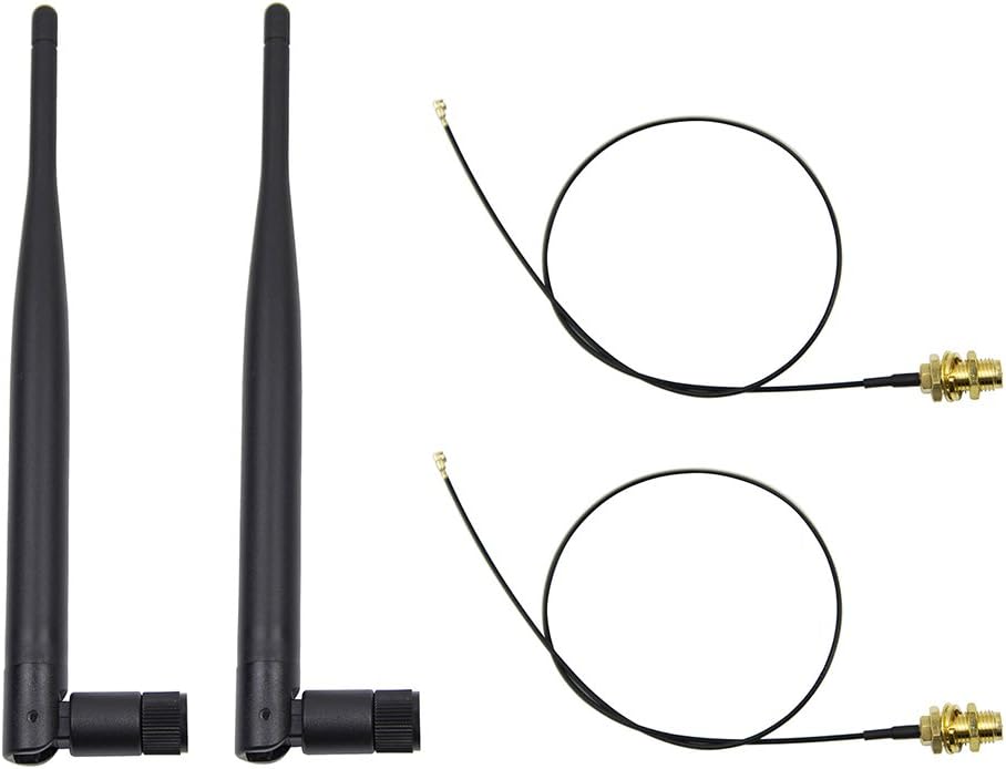HIGHFINE 2 2.4GHz 6dBi 802.11n/b/g 2 20cm/8" x Indoor Omni-Directional WiFi Antenna RP-SMA Female Connector + x