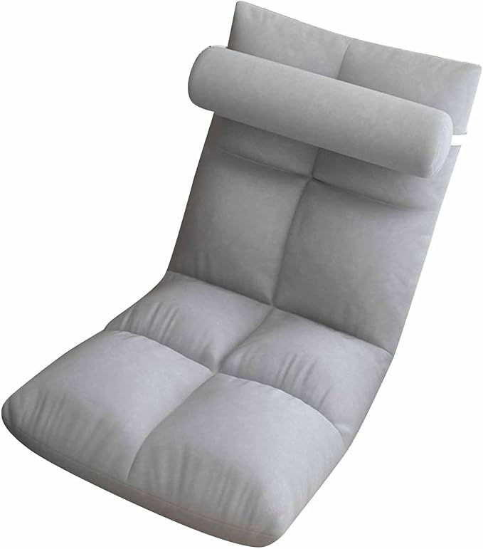 Tyenaza Folding Lazy Sofa Chair Luxuriously Soft Floor Chair with Adjustable Backrest for Living Room Lounge and Gaming(高级灰)