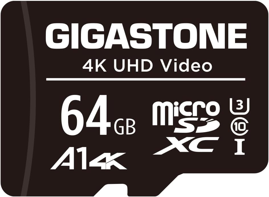 Gigastone 64GB A1 V30 4K 90MB/s A1 10, Micro SD Card, Video Recording, Surveillance Security Cam Action Camera Drone