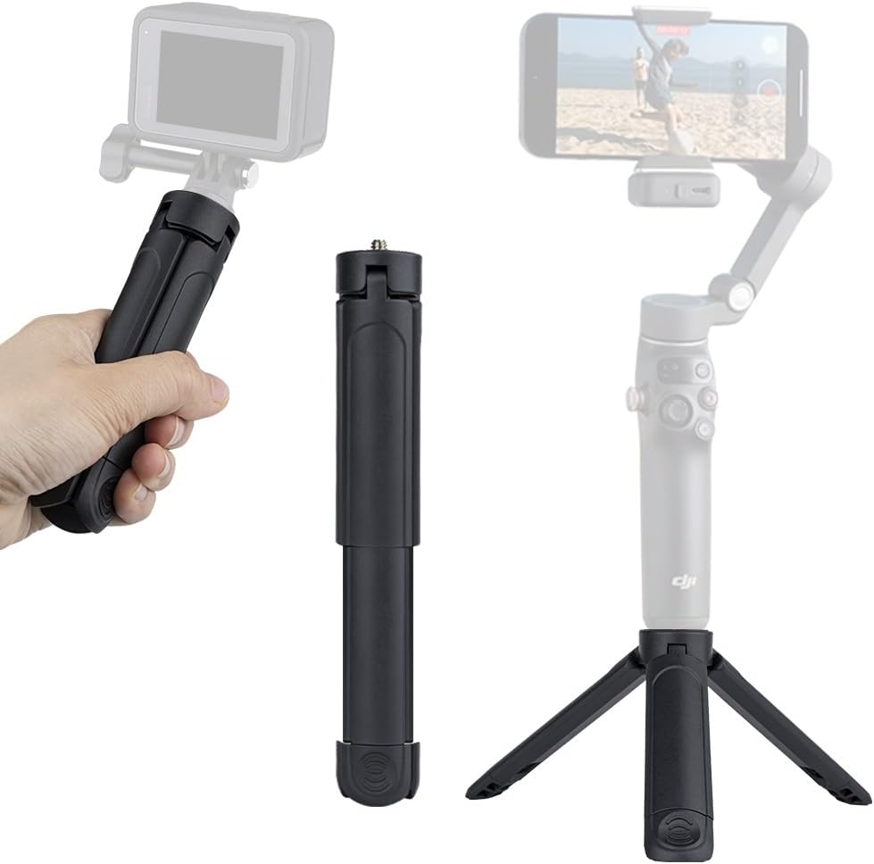 Generic Pocket3/4 2-in-1 1/4 2oz Mini Tripod for DJI Desktop Stand & Grip Handle - Ultra Portable Geared Heads Tripod