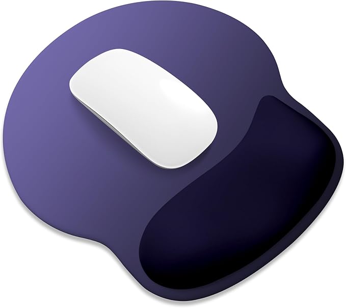 ITNRSIIET Ergonomic Mouse Pad with Wider Memory Foam Wrist Rest +17%, Curved Cushion Reduces Pressure 20%, Pain Relief, Non-Slip, Smooth, Cute Color Desk Accessory, 9.85 x 9 inch, Violet Gradient