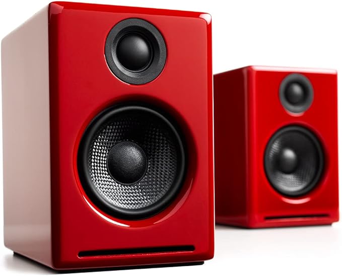 Audioengine A2 Red Computer Speakers with 210W S6 Subwoofer and DS1M Stands