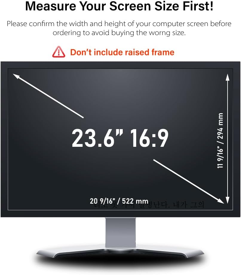 23.6 Inch - 16:9 Aspect Ratio - Computer Privacy Screen Filter for Widescreen Monitor - Anti-Glare - Anti-Scratch Protector Film - Protects Your Eyes from Harmful Glare and Blue Light