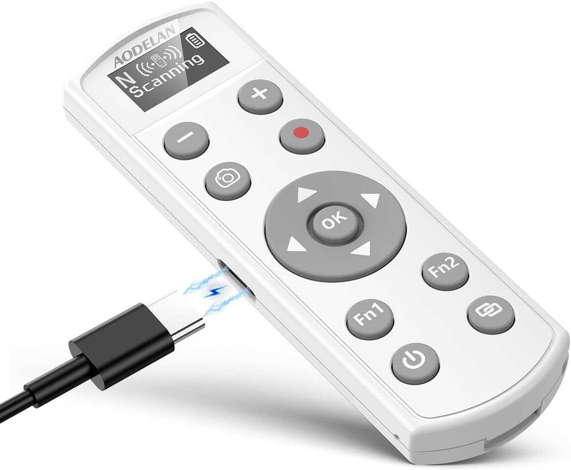 for Nikon Wireless Camera Remote Control - Aodelan Rechargeable Shutter Release Trigger with OLED Screen for Zfc, Z50, P1000,A1000, P950, B600; Replaces Nikon ML-L7(White)
